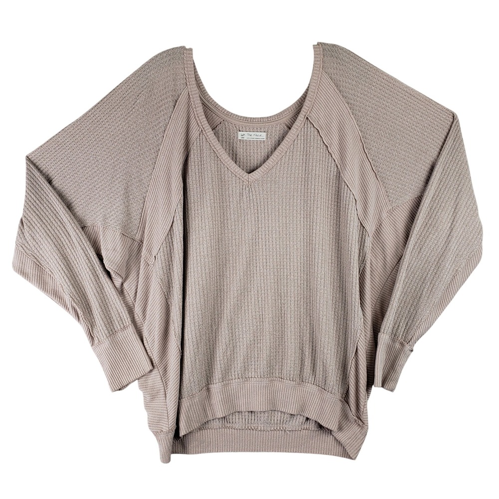 We The Free South Canyon Thermal Top Womens Large Beige Boho Slouchy Oversized